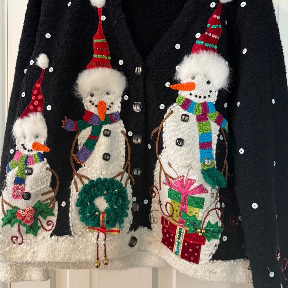 Design Options Festive Snowman Cardigan with Colorful Accents